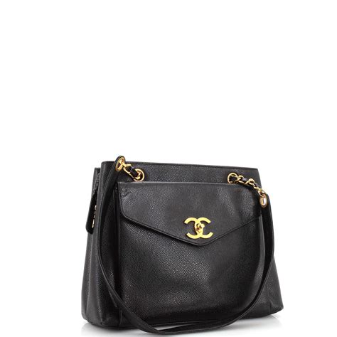 chanel vintage front pocket tote caviar medium